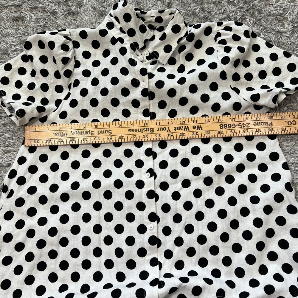 Lisa Marie Fernandez Target Dress Linen Blend Polka Dot Button Front Size Small - Picture 8 of 10